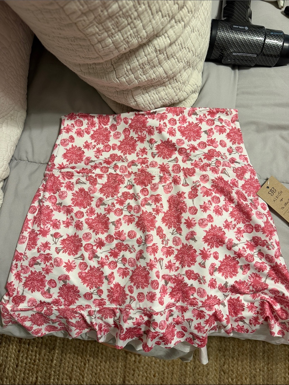 Albion Pink Floral Swim Mini Skirt with Ruffle Hem